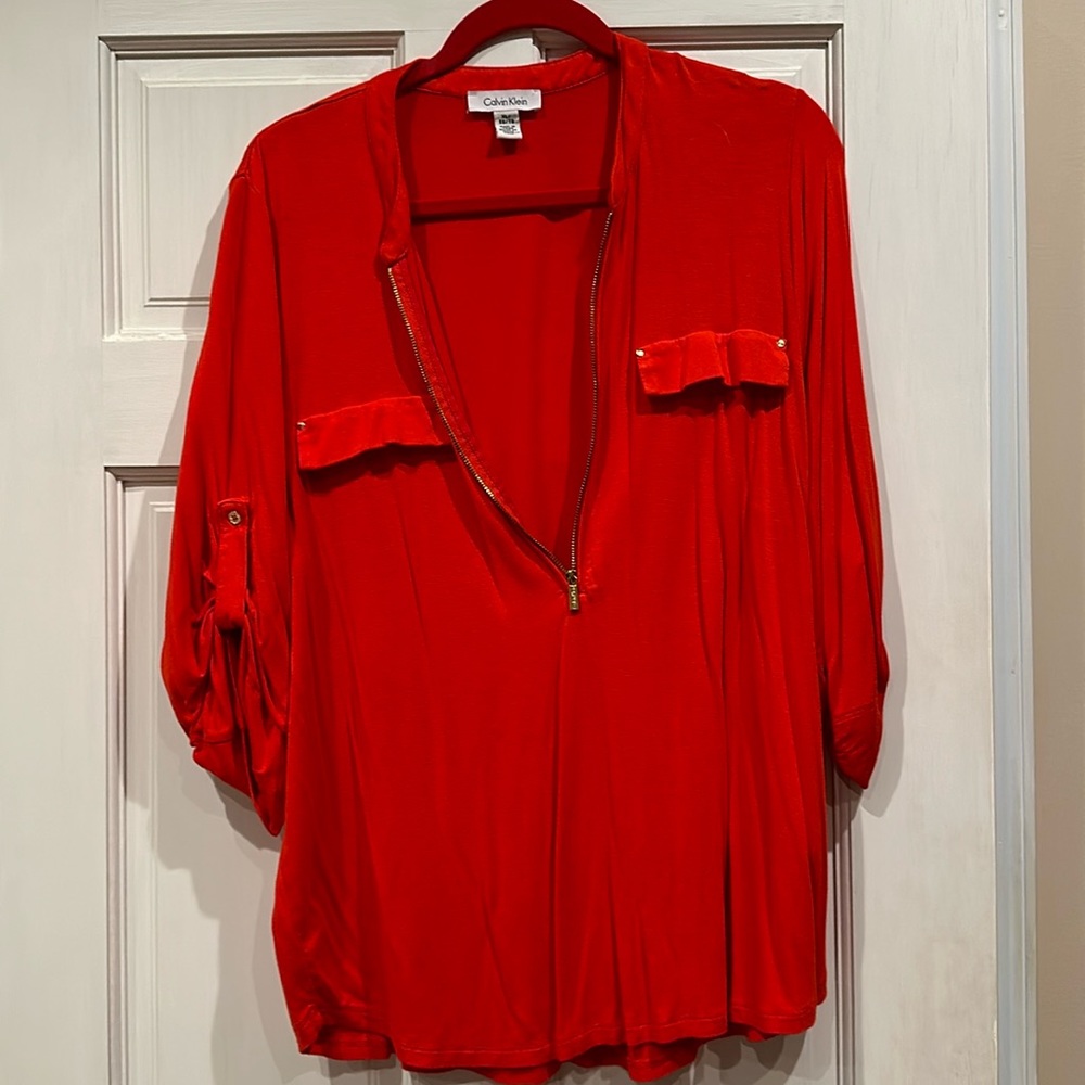 Calvin Klein orange long sleeve casual shirt